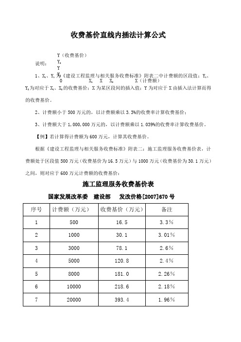 监理与相关服务收费标准直线内插法计算