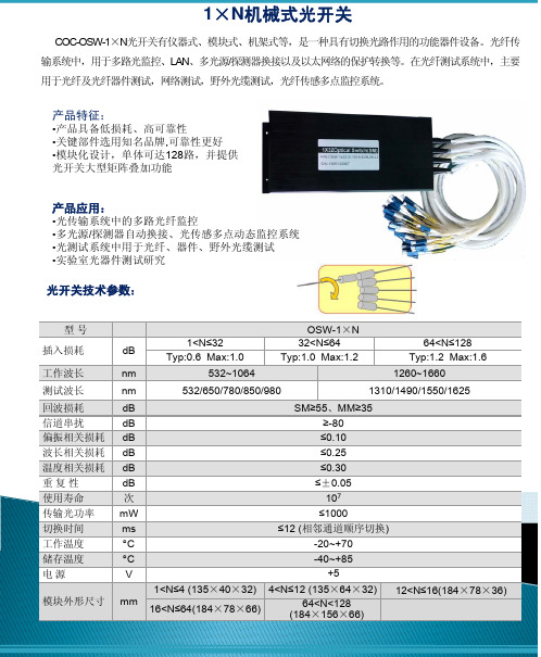 1XN机械式光开关--图纸及应用方案中性