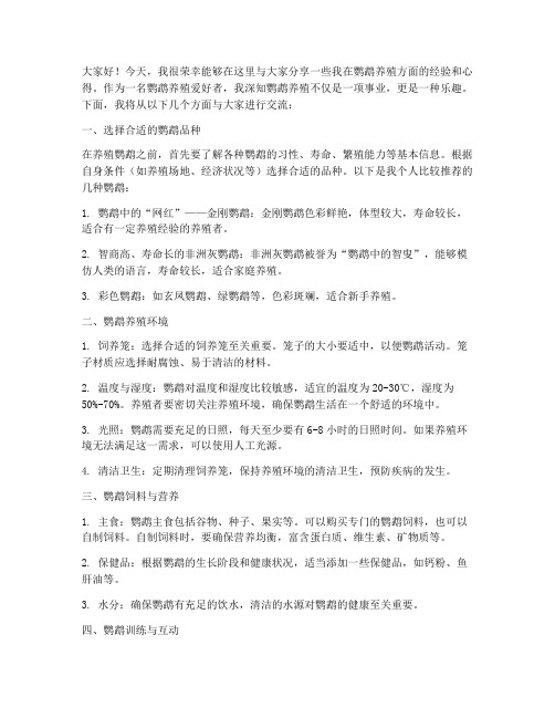 鹦鹉养殖经验交流发言稿