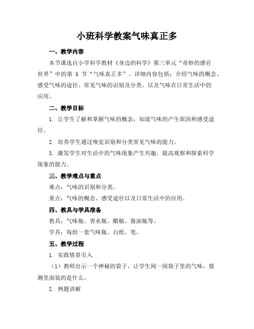 小班科学教案气味真正多