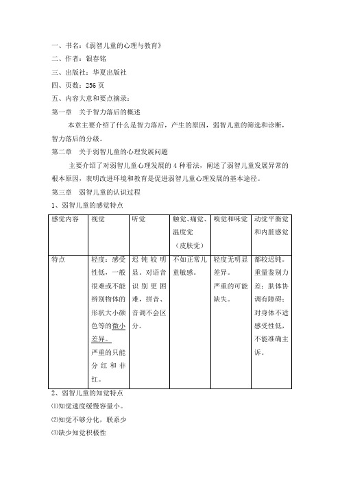 《弱智儿童的心理与教育》读书笔记