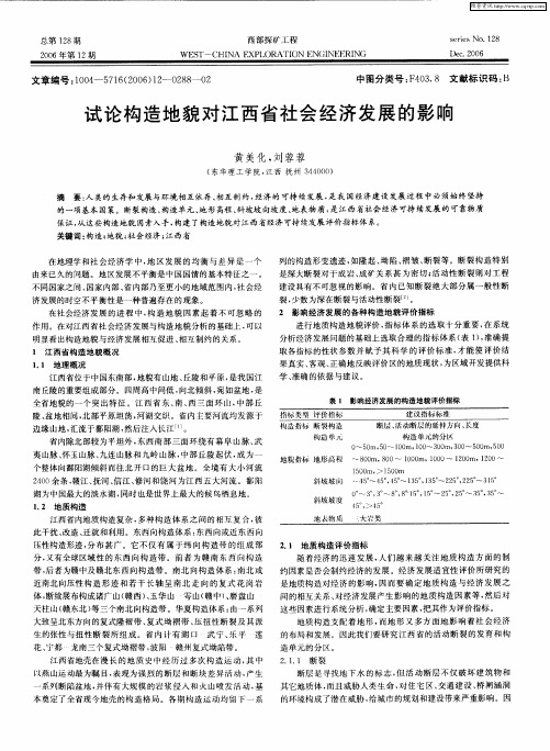 试论构造地貌对江西省社会经济发展的影响