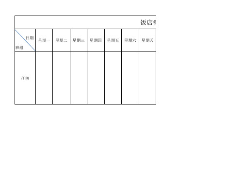 酒店总值班表