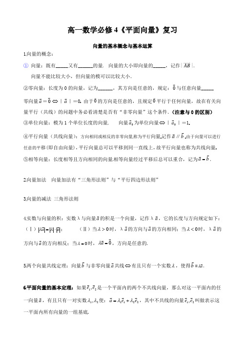 高一数学平面向量测试题