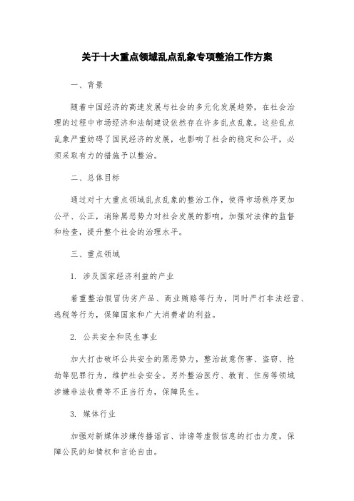 关于十大重点领域乱点乱象专项整治工作方案