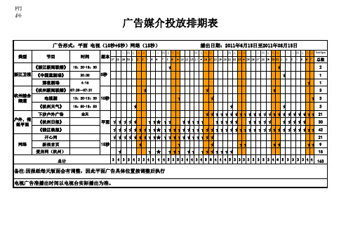 媒介排期表