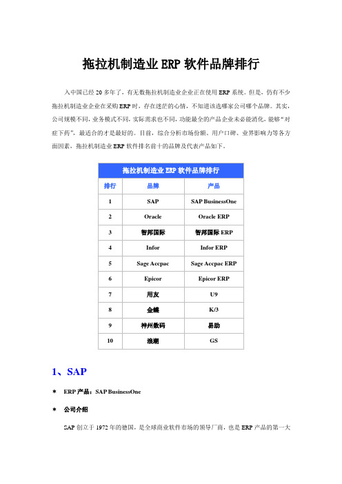国内ERP软件品牌排行