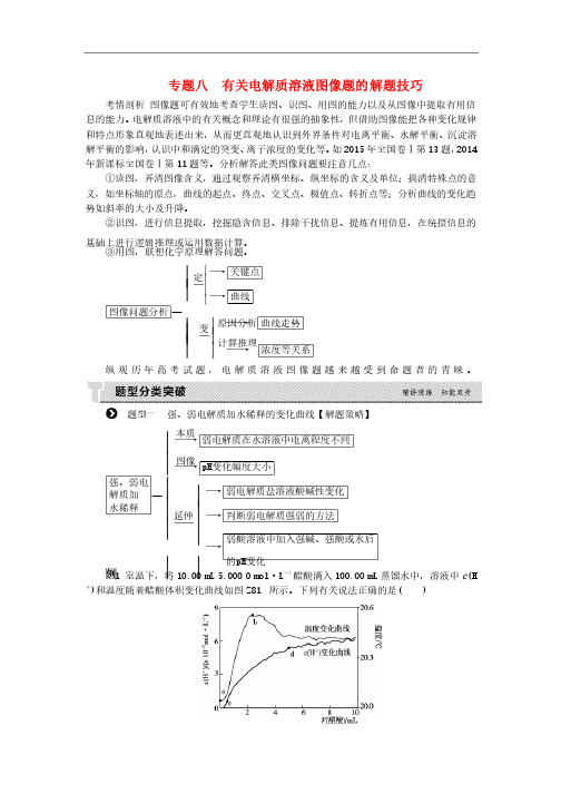 高考复习方案高考化学一轮复习第8单元水溶液中的离子平衡专题八有关电解质溶液图像题的解题技巧（