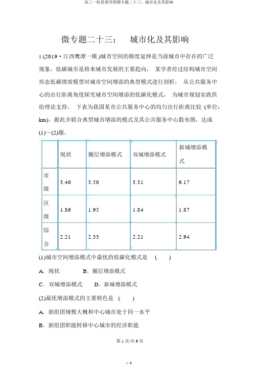 高三一轮思维导图微专题二十三：城市化及其影响