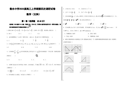 衡水中学2020届高三上学期第四次调研考试  文科数学(含答案)