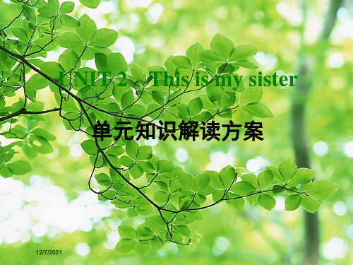 七年级英语 unit 2 this is my sister单元知识解读方案 