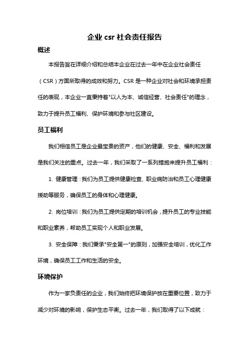 企业csr社会责任报告