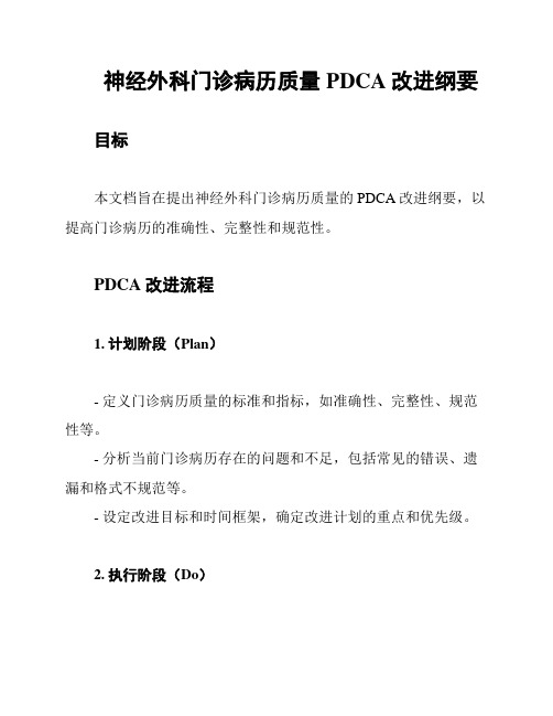 神经外科门诊病历质量PDCA改进纲要