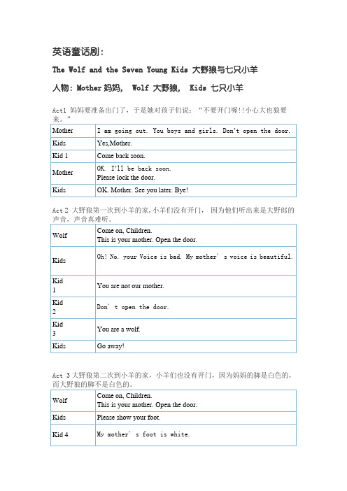 英语童话剧剧本七只小羊