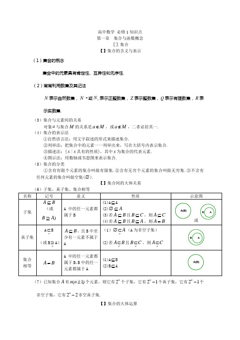 数学必修一集合与函数概念知识点梳理(供参考)