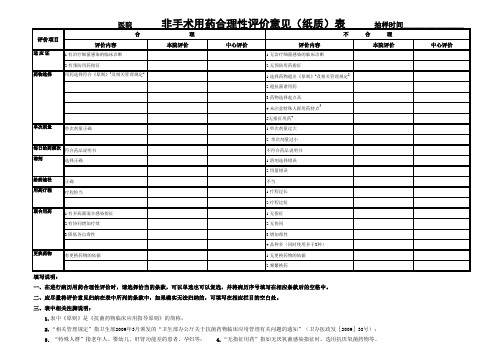 非手术用药合理性评价意见(纸质)表