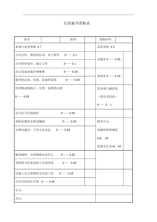 行政秘书考核表