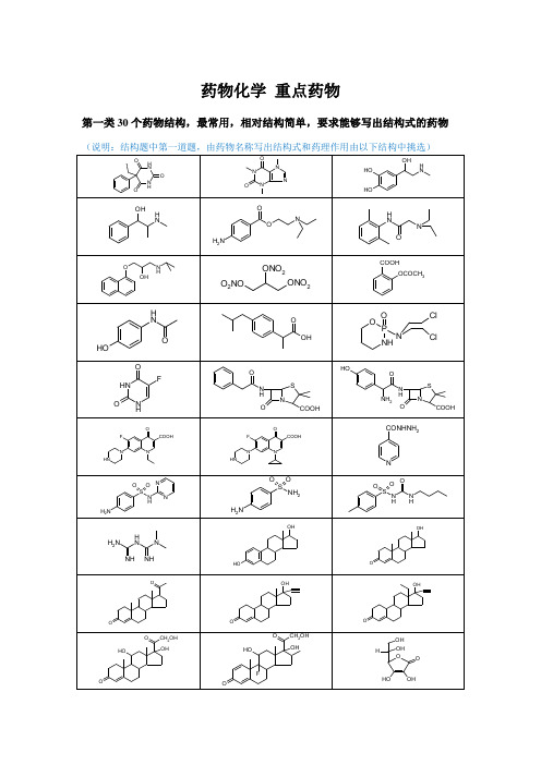 药物化学 考试的重点药物