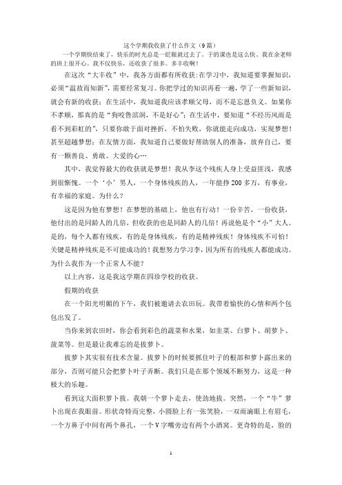 这个学期我收获了什么作文(9篇)