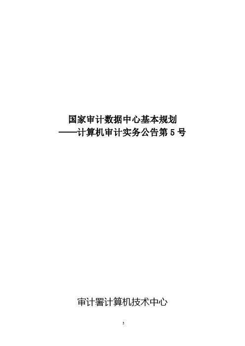 国家审计数据中心基本规划 ── 计算机审计实务公告第5号