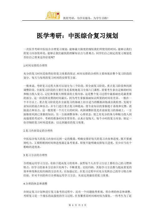 医学考研：中医综合复习规划