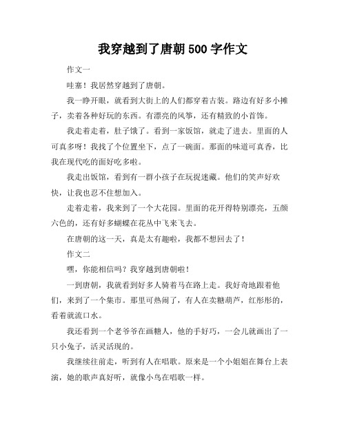 我穿越到了唐朝500字作文