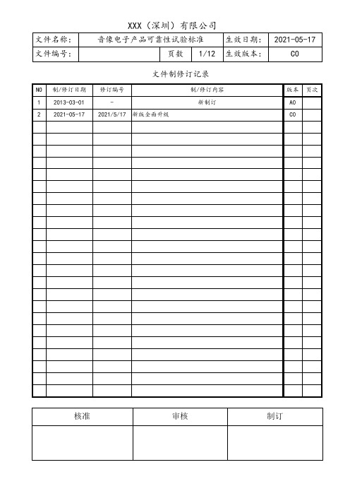 音像电子产品可靠性试验标准