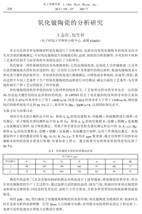 氧化铍陶瓷的分析研究