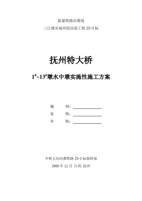 特大桥墩水中墩实施性施工方案