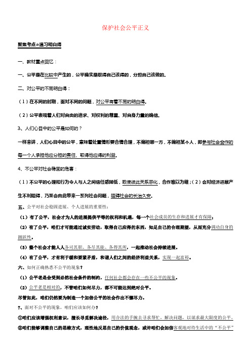 中考政治第03期黄金知识点系列04保护社会公平正义