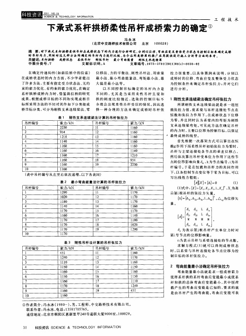 下承式系杆拱桥柔性吊杆成桥索力的确定