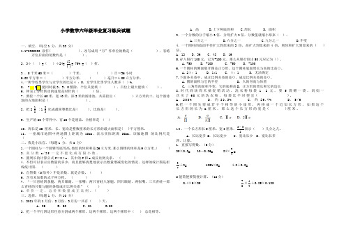 小学六年级数学练兵毕业试题(1)