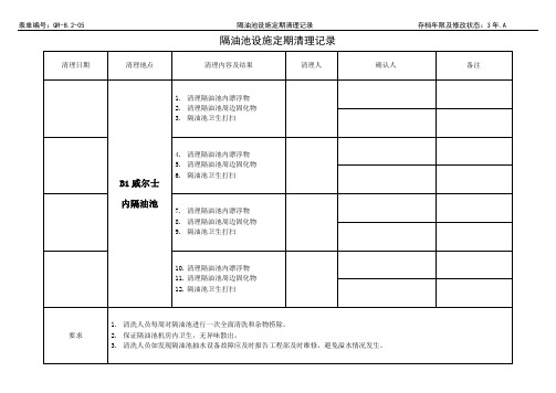 隔油池设施定期清理记录记录