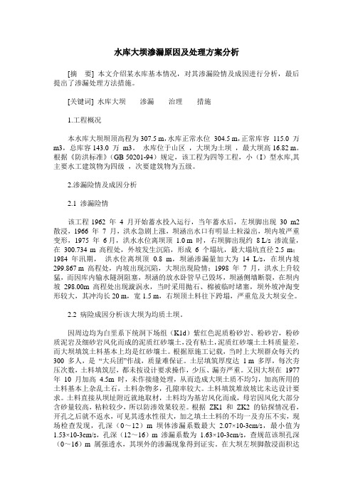 水库大坝渗漏原因及处理方案分析