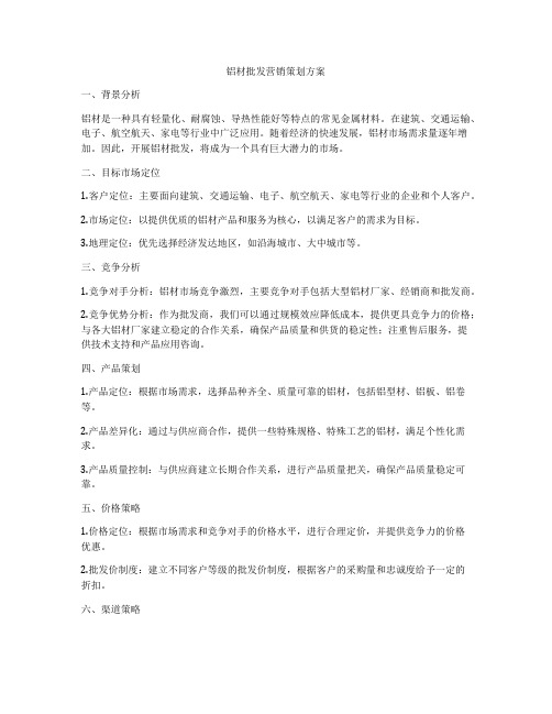 铝材批发营销策划方案