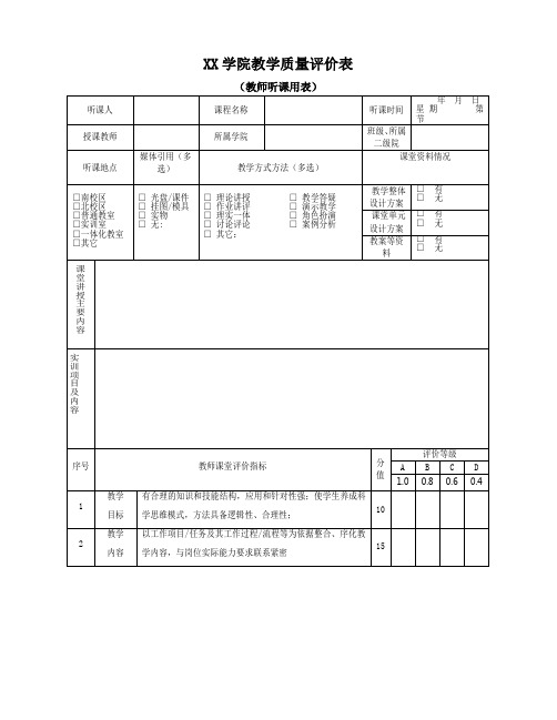 教师听课记录表