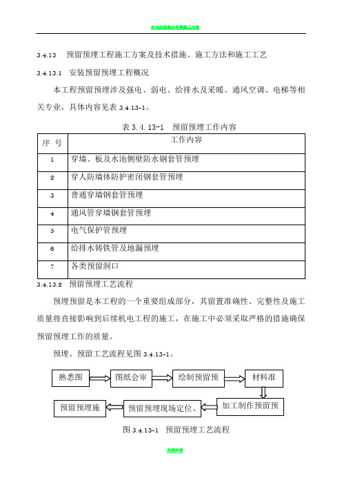 水电安装预留预埋施工方案