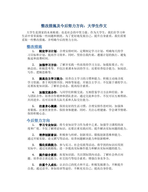 整改措施及今后努力方向大学生作文