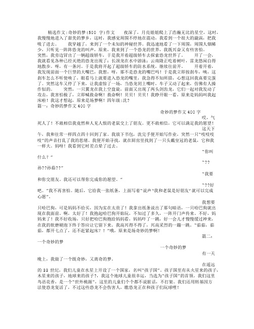 奇妙的梦(500字)作文