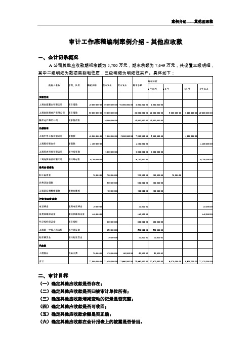 审计工作底稿编制案例介绍-其他应收款[1]