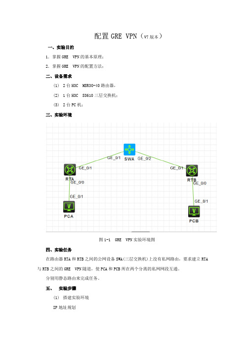 华三v7版本GRE_VPN实验总结 