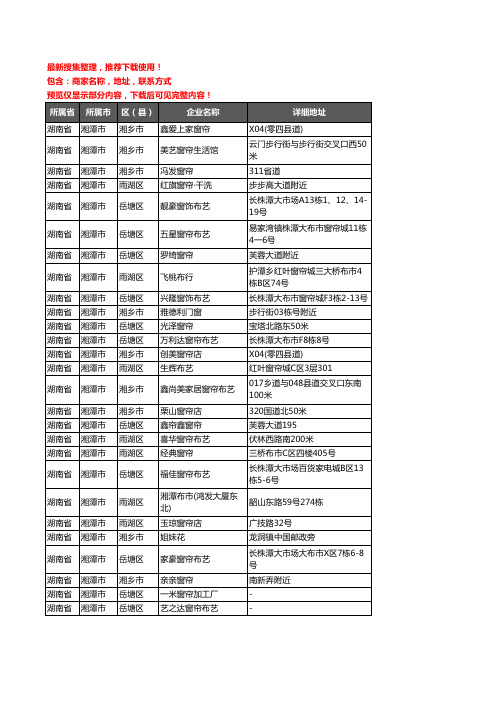 新版湖南省湘潭市窗帘企业公司商家户名录单联系方式地址大全313家