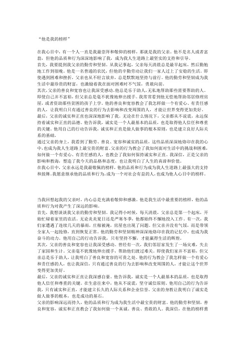 他是我的榜样范文700字