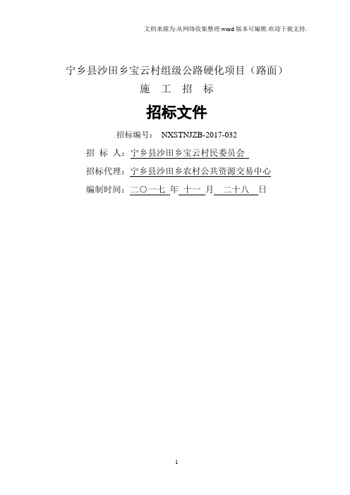 宁乡沙田乡宝云村组级公路硬化项目路面