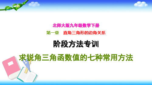 北师大版九年级数学下册第一章阶段方法专训求锐角三角函数值的七种常用方法习题课件