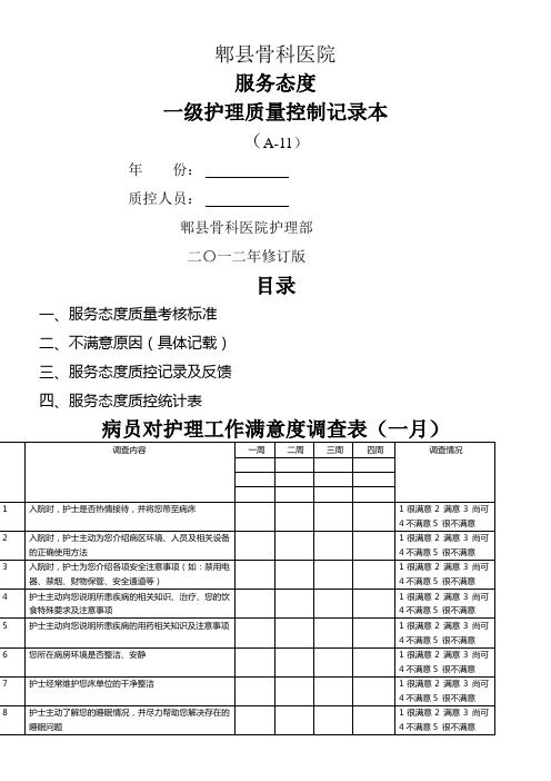 服务态度质量考核标准