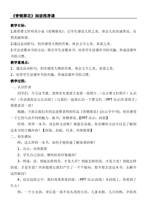 青铜葵花教案