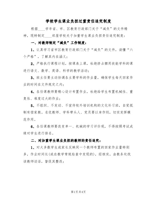 学校学生课业负担过重责任追究制度(3篇)