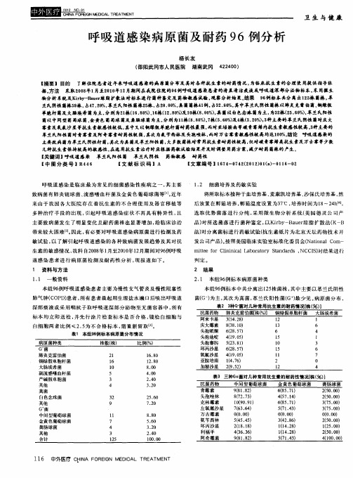 呼吸道感染病原菌及耐药96例分析