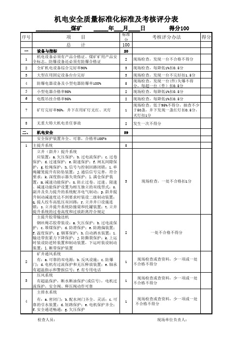 机电安全质量标准化评分标准